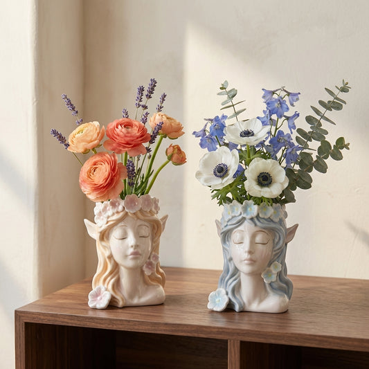 Floral Muse Resin Bust Vase