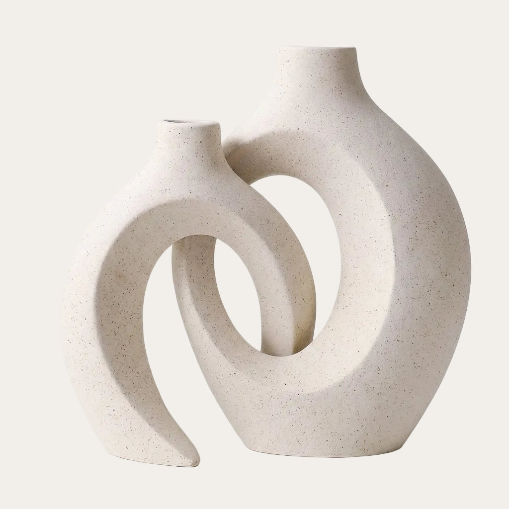 Sculptural Ceramic Vase Set — Interlocking Forms