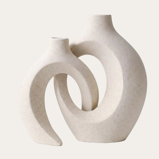 Sculptural Ceramic Vase Set — Interlocking Forms