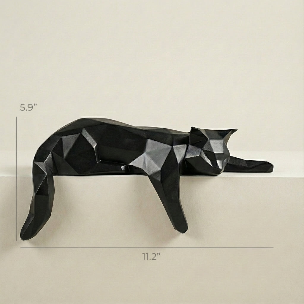 Modern Geometric Resin Cat Sculpture