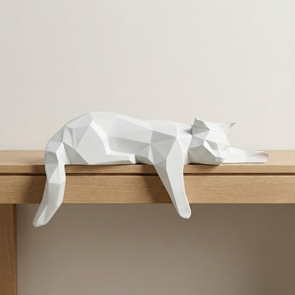 Modern Geometric Resin Cat Sculpture