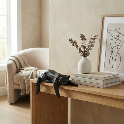 Modern Geometric Resin Cat Sculpture