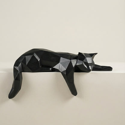 Modern Geometric Resin Cat Sculpture Black