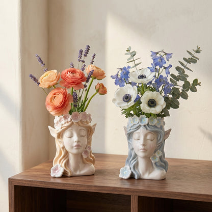 Floral Muse Resin Bust Vase