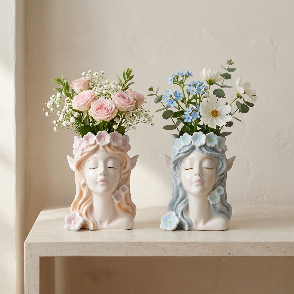 Floral Muse Resin Bust Vase