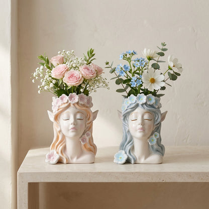 Floral Muse Resin Bust Vase