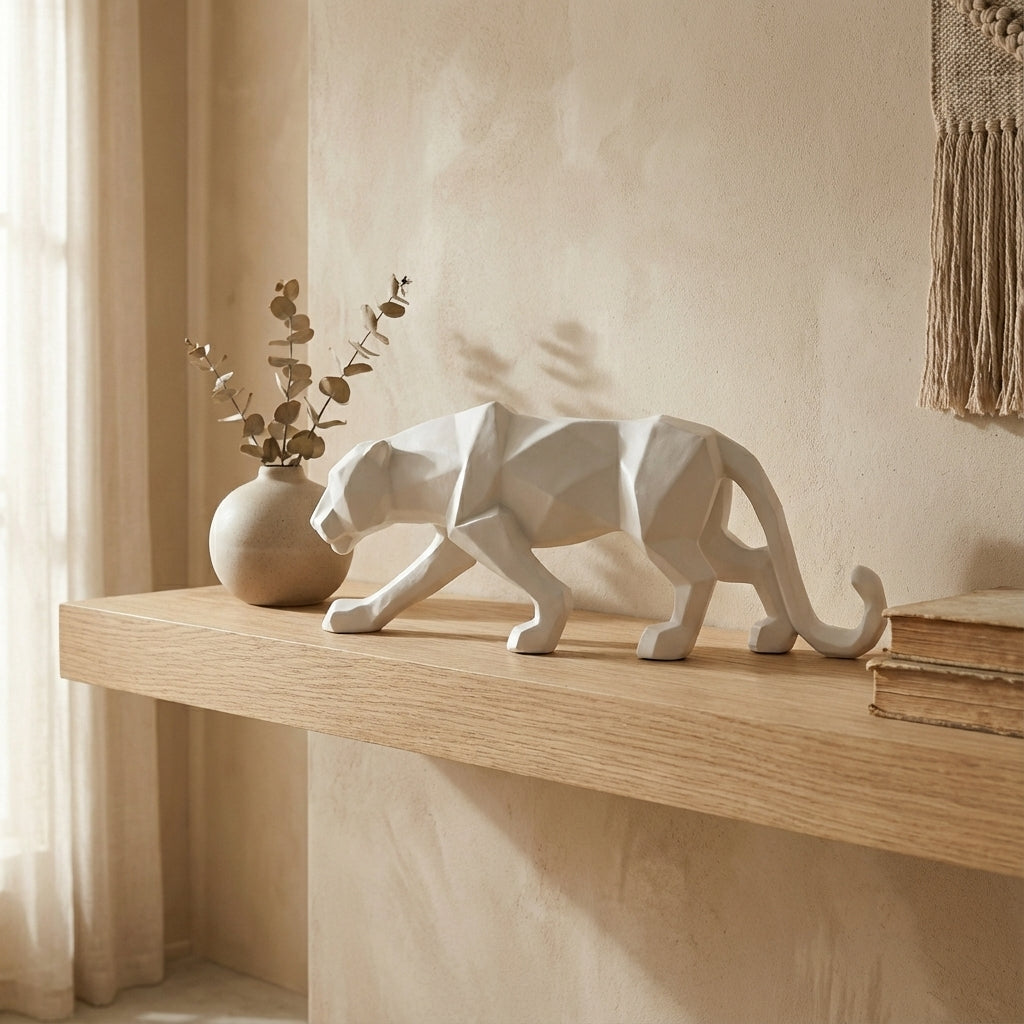 Modern Abstract Resin Panther Sculpture